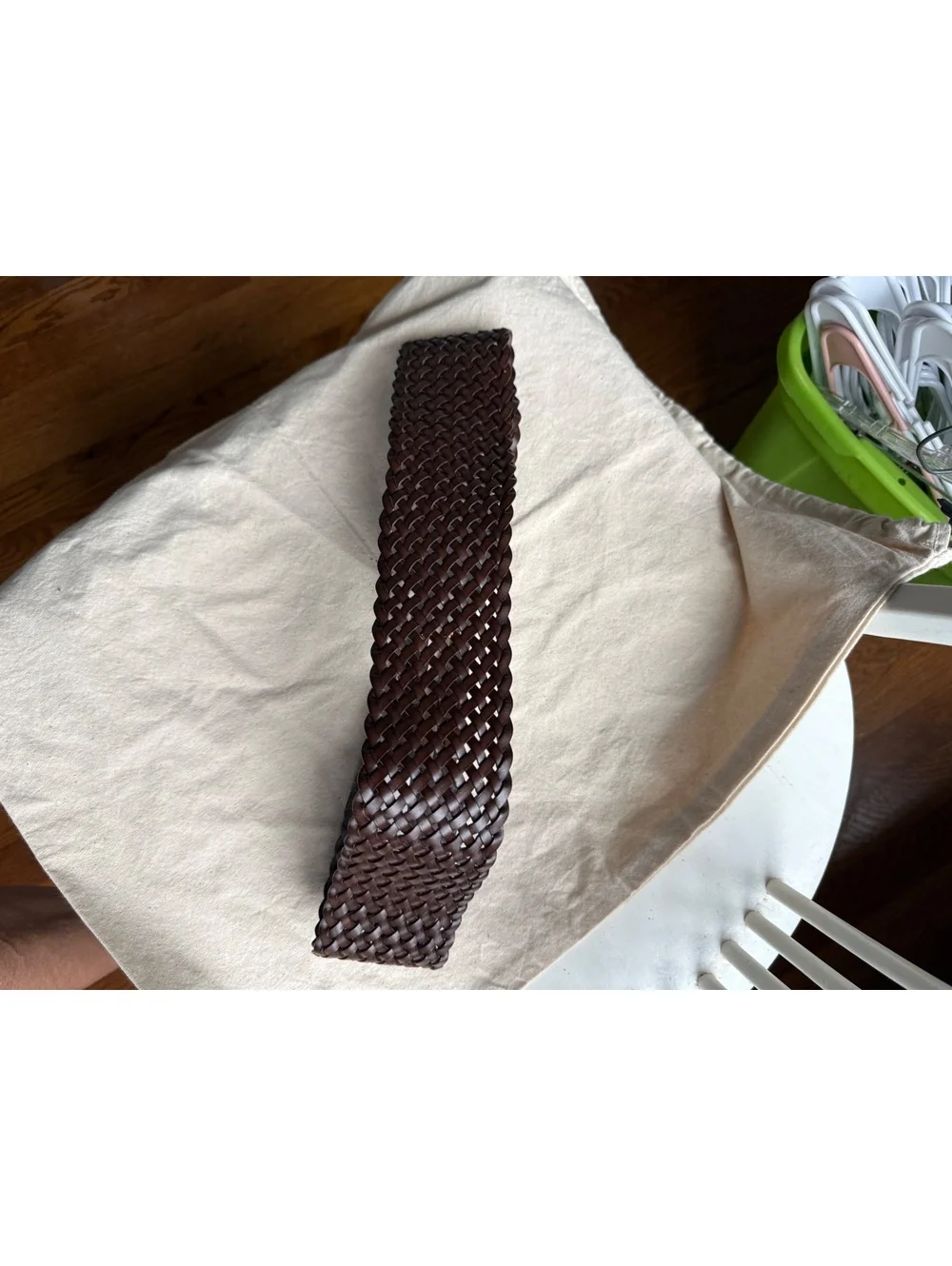 Talbots Brown Woven Leather Adjustable Belt Size Small